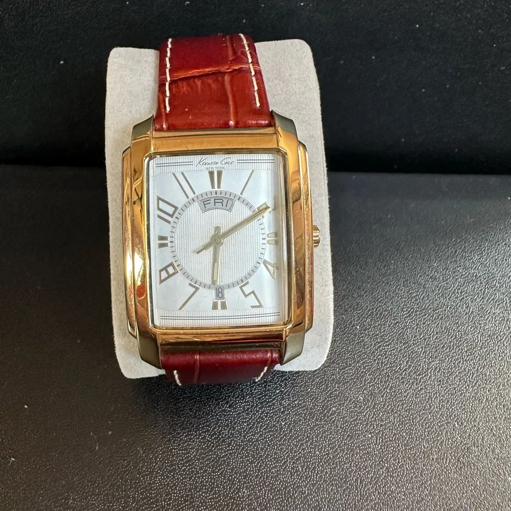 Kenneth Cole Gold Watch with Burgundy Strap - Picture 2 of 7